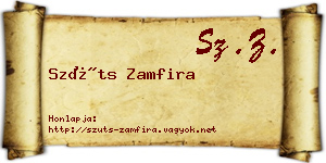 Szüts Zamfira névjegykártya